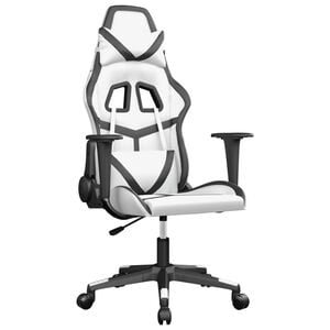 vidaXL Massage gamestoel kunstleer wit en zwart