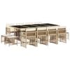 vidaXL 13-delige Tuinset met kussens poly rattan beige