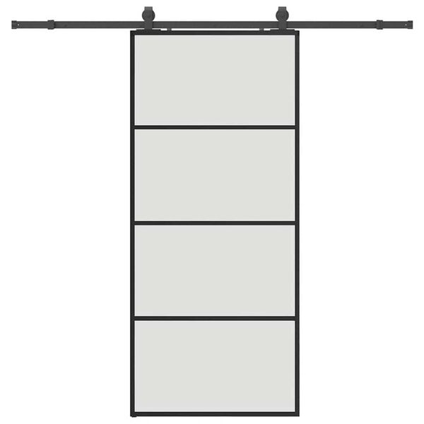 vidaXL Schuifdeur met beslagset 90x205 cm ESG glas zwart