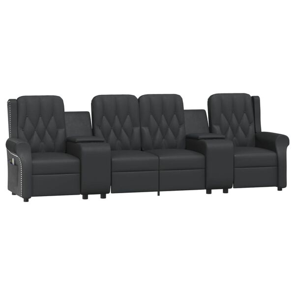 vidaXL Massagestoel 4-zits verstelbaar bekerhouders kunstleer zwart