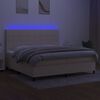 vidaXL Boxspring met matras en LED stof cr&egrave;mekleurig 200x200 cm