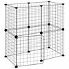 vidaXL Huisdierenkooi met deur 12 panelen 35x35 cm staal zwart