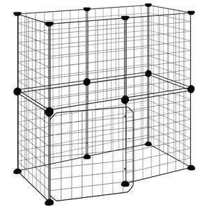 vidaXL Huisdierenkooi met deur 12 panelen 70x35x70 cm staal zwart