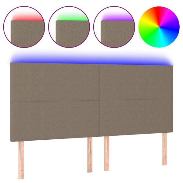 vidaXL Hoofdbord LED 200x5x118/128 cm stof taupe