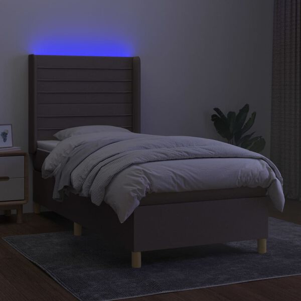 vidaXL Boxspring met matras en LED stof taupe 80x200 cm