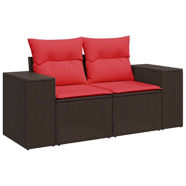 vidaXL 6-delige Loungeset met kussens poly rattan bruin