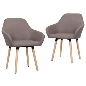 vidaXL Eetkamerstoelen draaibaar 2 st stof taupe