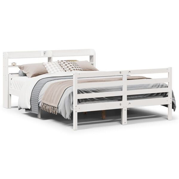 vidaXL Bedframe met hoofdeinde zonder matras 140x200 cm wit