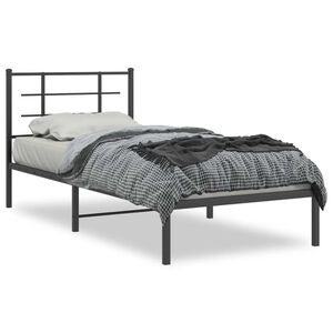 vidaXL Bedframe met hoofdbord metaal zwart 90x200 cm