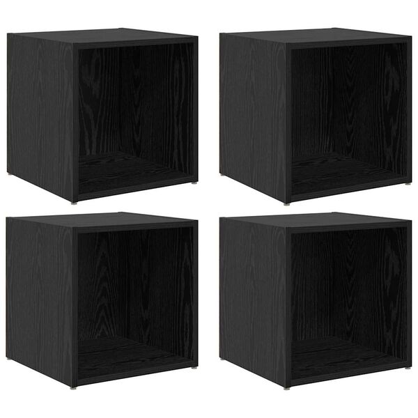 vidaXL Tv-meubelset 4 pcs Zwart 37 x 35 x 37,5 cm Bewerkt hout