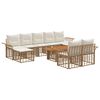 vidaXL Tuinbankenset 10 st Natuurlijk en Cr&egrave;me Wit poly rattan