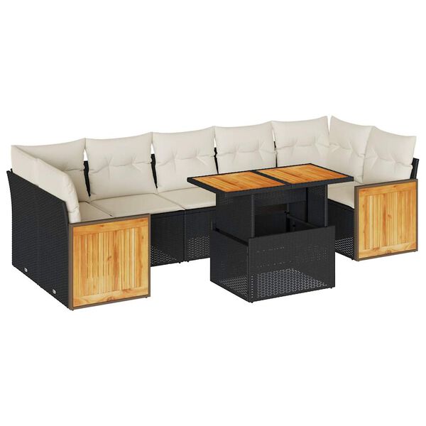 vidaXL 8-delige Loungeset met kussens poly rattan acacia zwart