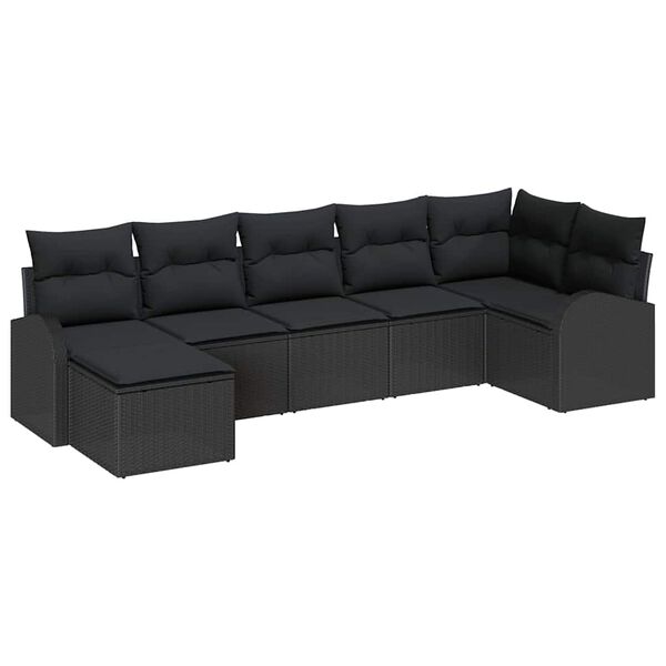 vidaXL Tuin Sofa Set 7 pcs Zwart Poly riet