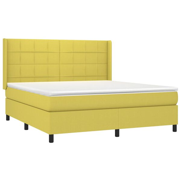 vidaXL Boxspring met matras en LED stof groen 160x200 cm