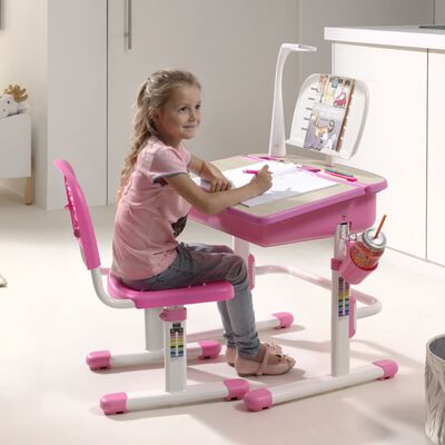 Vipack Kinderbureau verstelbaar Comfortline 301 met stoel roze en wit