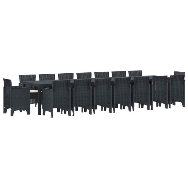 vidaXL Tuin Eettafelset met kussens met kussen 17 pcs Antraciet PP