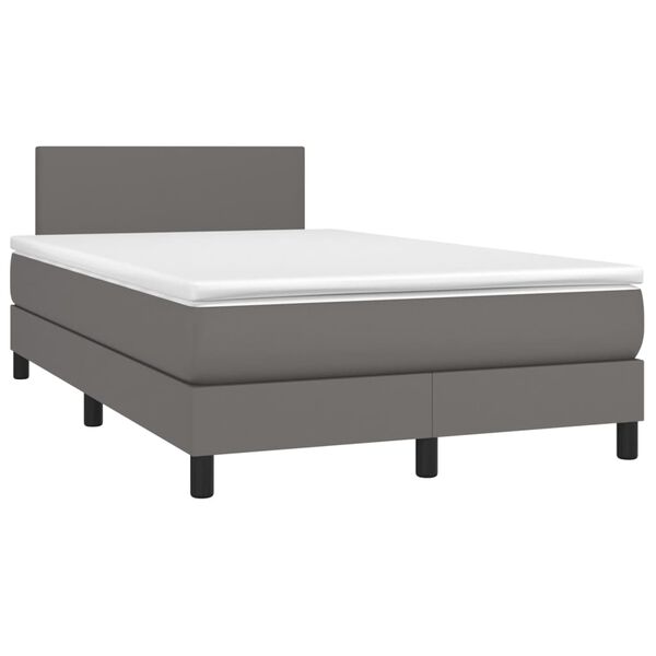 vidaXL Boxspring met matras en LED kunstleer grijs 120x200 cm