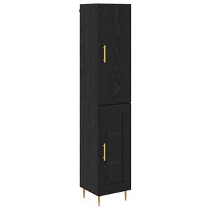 vidaXL Hoge kast 2 st Zwart Eiken 34,5 x 34 x 180 cm Bewerkt hout