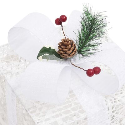 vidaXL Kerstdecoratie geschenkdozen 3 st binnen/buiten wit