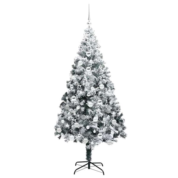 vidaXL Kunstkerstboom met 300 LED Wit 180 cm PVC en Staal en Kunststof