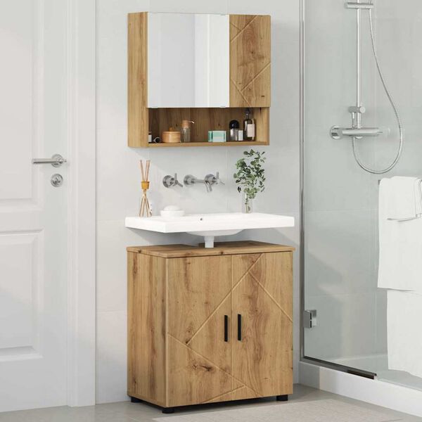 vidaXL Badkamermeubelset 2 pcs Artisan Eiken Bewerkt hout & Metaal