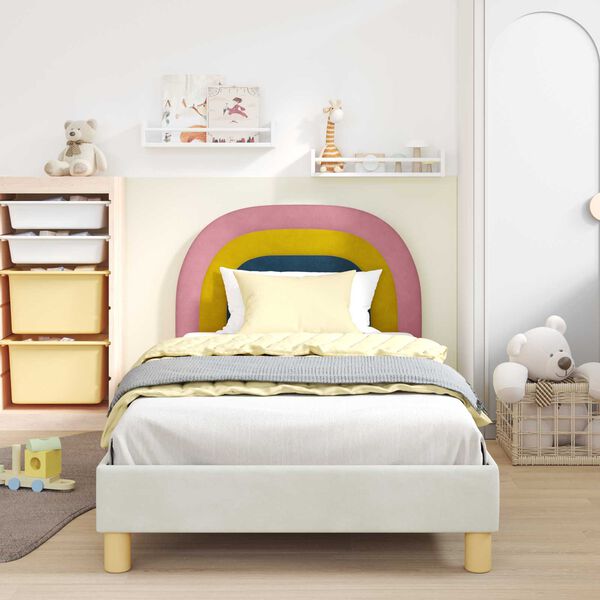 vidaXL Bedframe voor kinderen met hoofdbord Crème 90 x 190 cm Fluweel