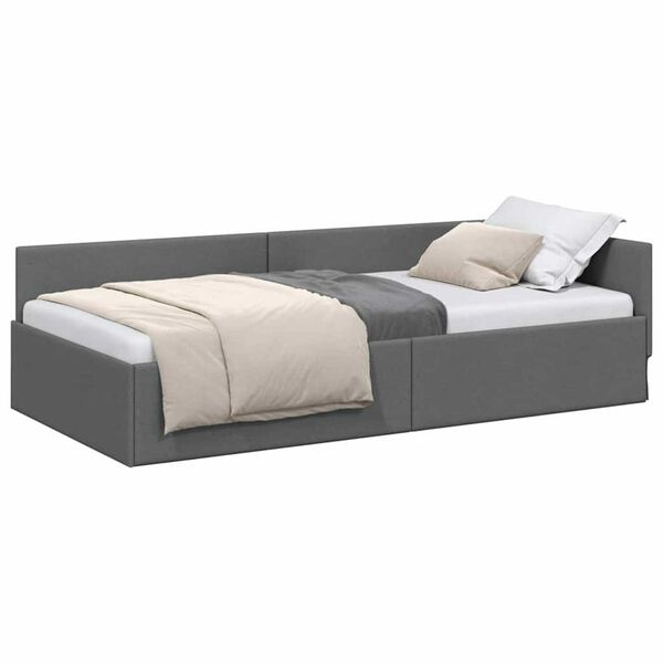 vidaXL Hoekbedframe met hoofdeinde Donkergrijs 90 cm x 190 cm Fluweel