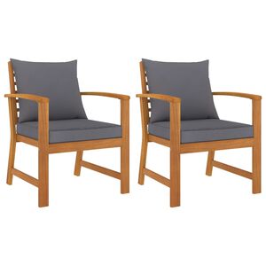 vidaXL Tuinstoelen 2 st met donkergrijs kussen massief acaciahout