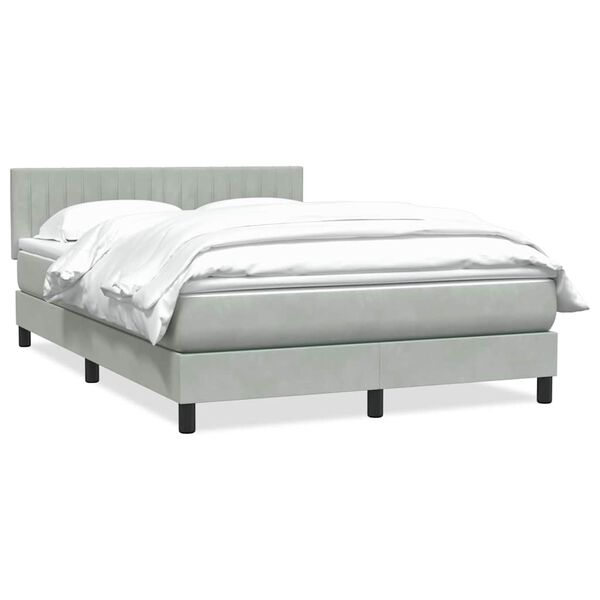 vidaXL Boxspring met matras fluweel lichtgrijs 160x210 cm