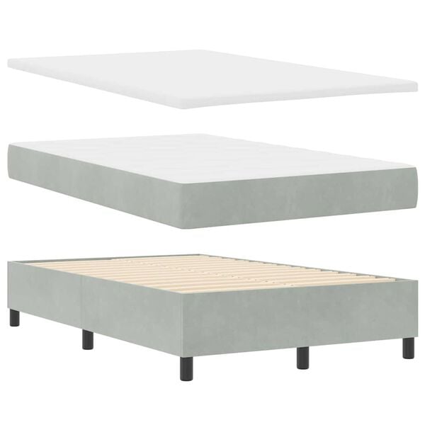 vidaXL Boxspring bed met matras Lichtgrijs 120 x 190 cm Fluweel