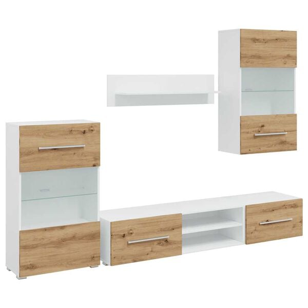 vidaXL 5-delige Tv-meubels met LED bewerkt hout artisanaal eikenkleur