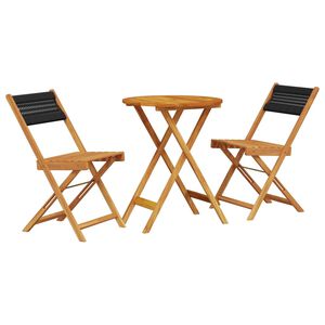 vidaXL 3-delige Bistroset polypropeen en massief hout zwart