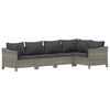 vidaXL 5-delige Loungeset met kussens poly rattan grijs