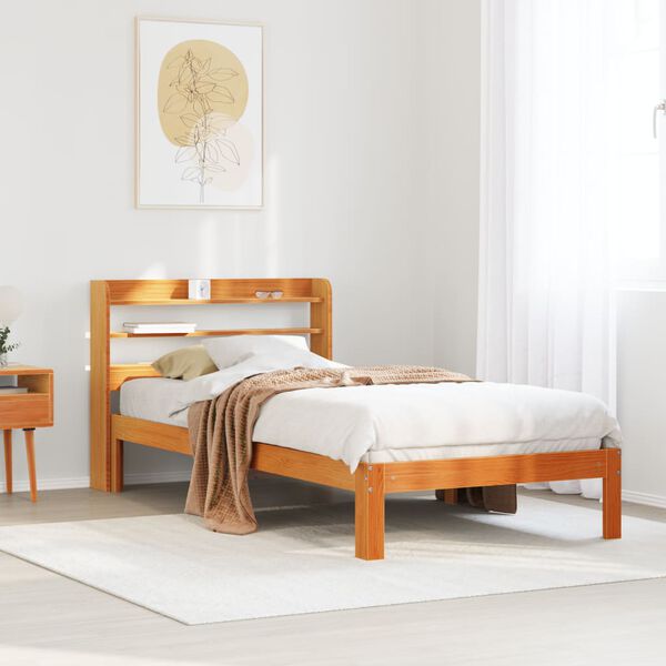 vidaXL Bedframe zonder matras massief grenenhout wasbruin 75x190 cm