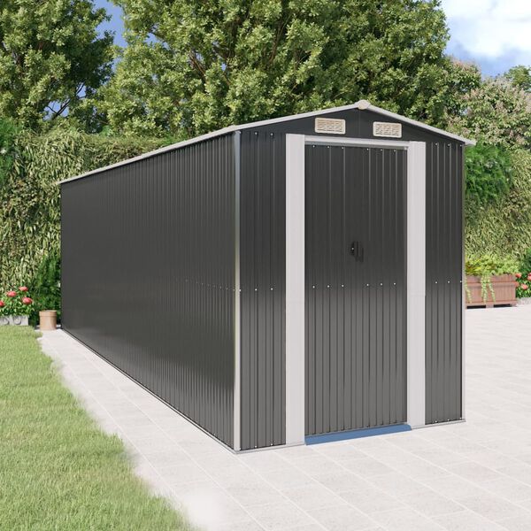 vidaXL Tuinschuur 192x606x223 cm gegalvaniseerd staal antracietkleurig