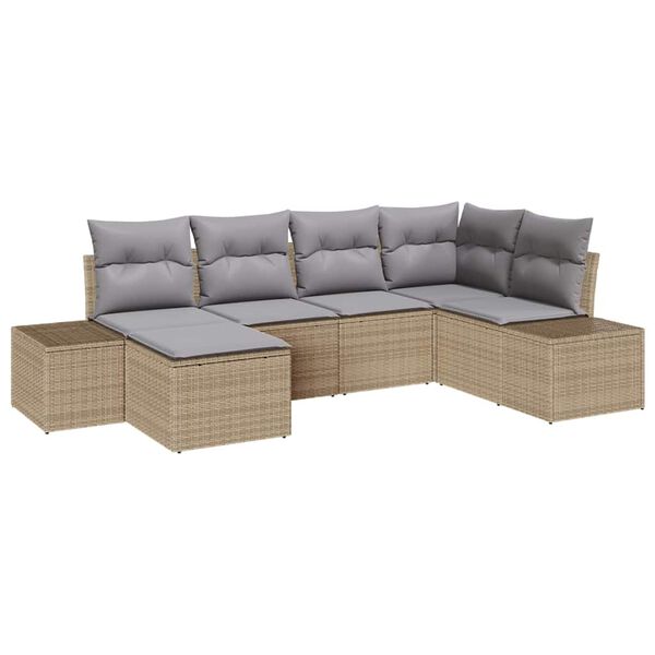 vidaXL Tuin Sofa Set met kussen 6 pcs Beige en Licht Grijs poly rattan
