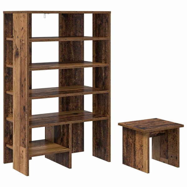 vidaXL Schoenenkast met plank met opslag 2 pcs Oudhout Bewerkt hout