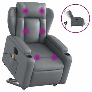 vidaXL Sta-op-massagestoel elektrisch kunstleer grijs