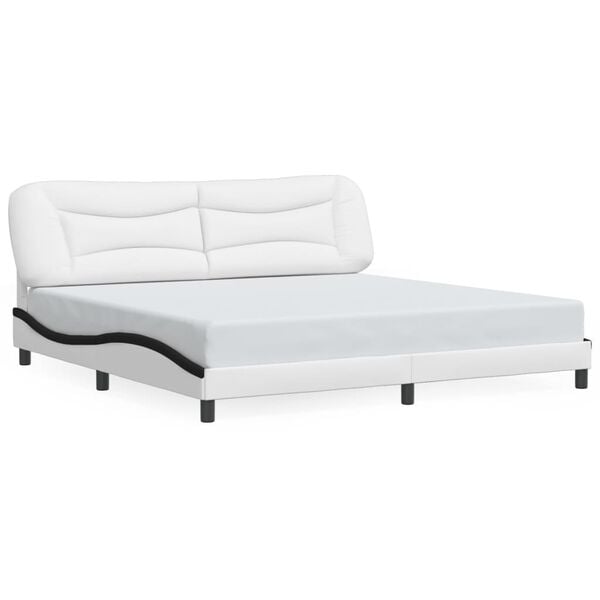 vidaXL Bedframe zonder matras "Hvar" kunstleer wit en zwart 200x200 cm