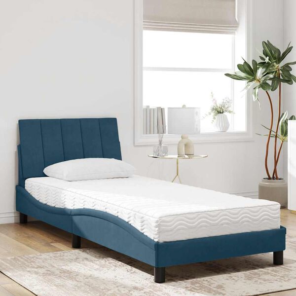 vidaXL Bed met matras "Hanko" fluweel blauw 80x200 cm