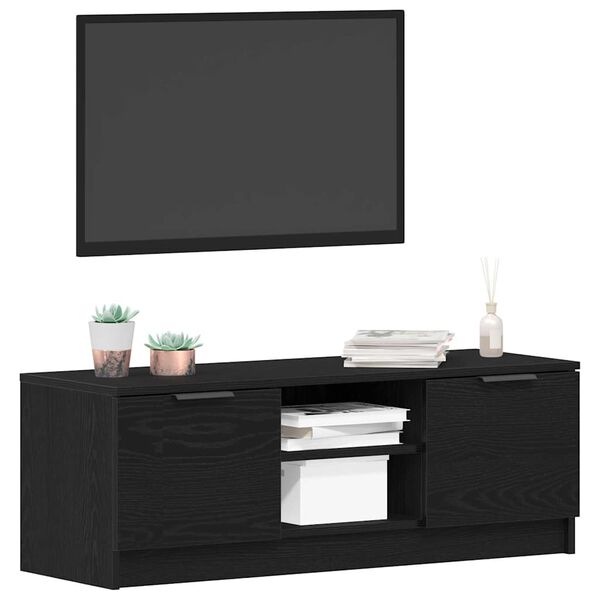 vidaXL TV-kast Zwart Eiken 102 x 32 x 35.5 cm Bewerkt hout