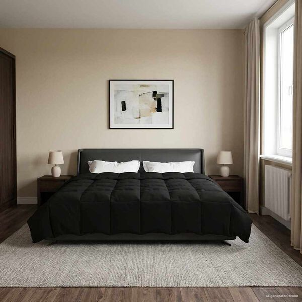 vidaXL Vol jaar dekbed Gekwilt Zwart 200 x 240 cm Microfiber