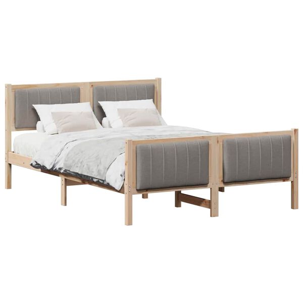 vidaXL Bedframe Bruin en taupe 135 x 190 cm Massief grenenhout