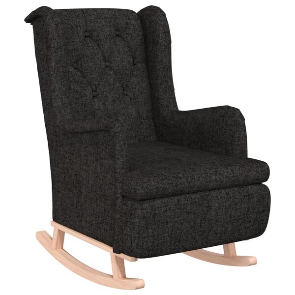 vidaXL Fauteuil met massief rubberwood schommelpoten stof zwart