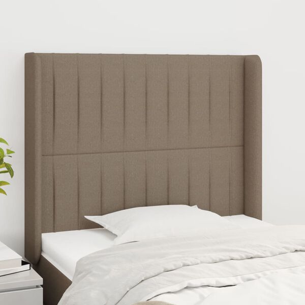 vidaXL Hoofdbord met randen 93x16x118/128 cm stof taupe
