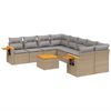 vidaXL 9-delige Loungeset met kussens poly rattan beige