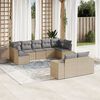 vidaXL 9-delige Loungeset met kussens poly rattan beige