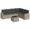 vidaXL 7-delige Loungeset met kussens poly rattan lichtgrijs