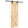 vidaXL Schuifdeur Naturel en Zwart 70 x 210 cm Massief Grenenhout