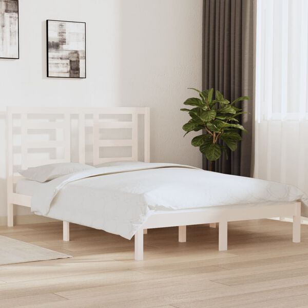 vidaXL Bedframe zonder matras massief grenenhout wit 140x200 cm